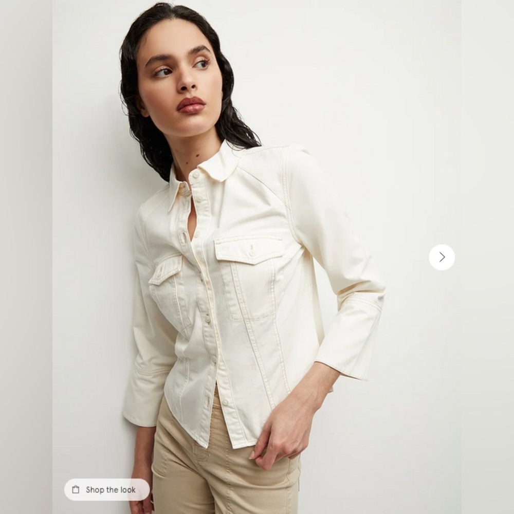 NWT Veronica Beard Tivi Denim Shirt in Ecru size XS
